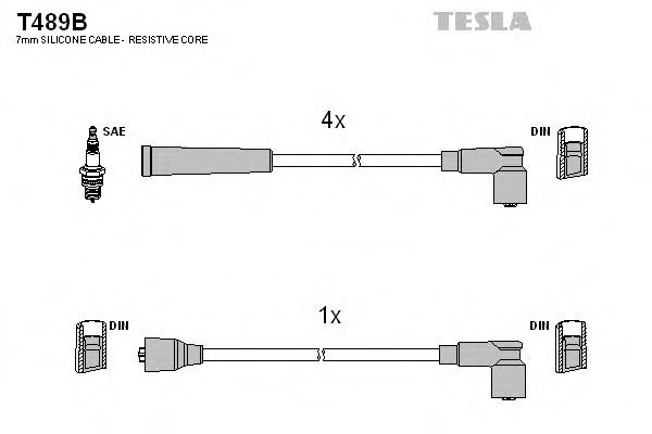 Комплект проводов зажигания TESLA T489B