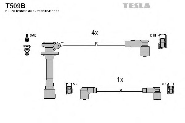 Комплект проводов зажигания TESLA T509B