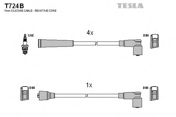 Комплект проводов зажигания TESLA T724B