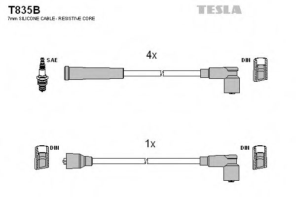 Комплект проводов зажигания TESLA T835B
