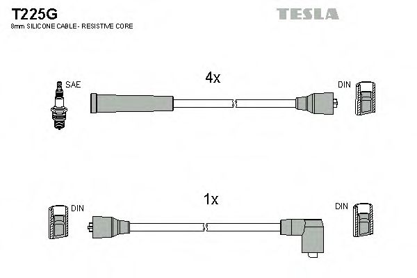 Комплект проводов зажигания TESLA T225G