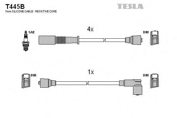 Комплект проводов зажигания TESLA T445B