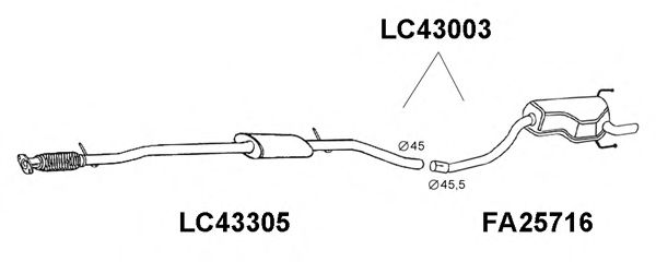 Глушитель выхлопных газов конечный VENEPORTE LC43003