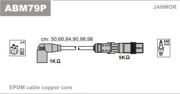 Комплект проводов зажигания JANMOR ABM79P