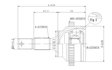 Шарнирный комплект, приводной вал STATIM C.278