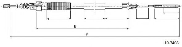 Трос, стояночная тормозная система CABOR 10.7408