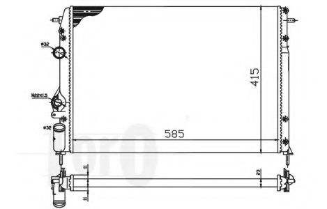 Радиатор, охлаждение двигателя LORO 042-017-0036