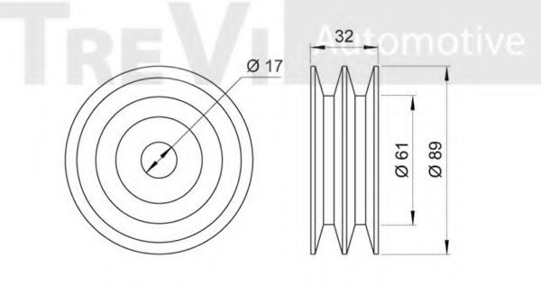 Паразитный / ведущий ролик, поликлиновой ремень TREVI AUTOMOTIVE A1360