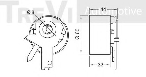 Натяжной ролик, ремень ГРМ TREVI AUTOMOTIVE T2164