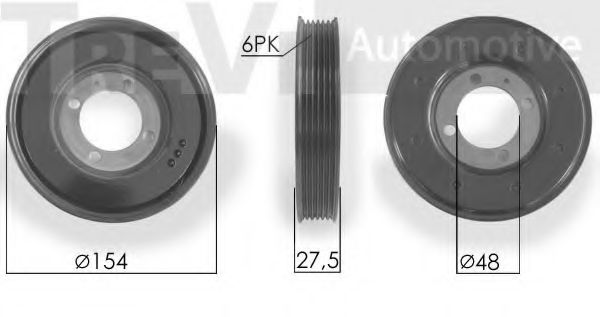 Ременный шкив, коленчатый вал TREVI AUTOMOTIVE PC1067