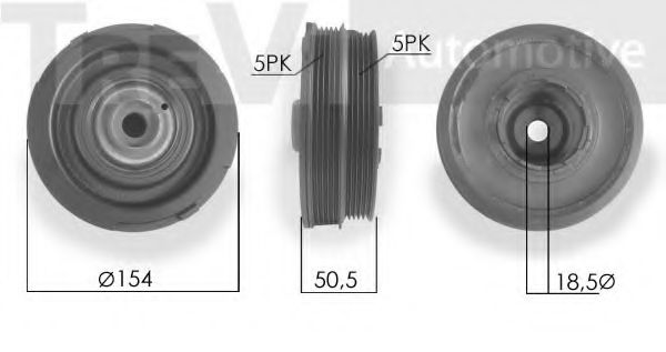 Ременный шкив, коленчатый вал TREVI AUTOMOTIVE PC1022