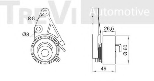 Натяжной ролик, ремень ГРМ TREVI AUTOMOTIVE T1834