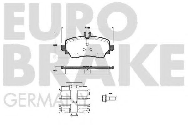 Комплект тормозных колодок, дисковый тормоз EUROBRAKE 5502223333