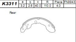 Комплект тормозных колодок ASIMCO K3311