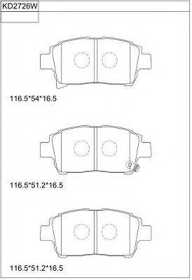 Комплект тормозных колодок, дисковый тормоз ASIMCO KD2726W