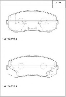 Комплект тормозных колодок, дисковый тормоз ASIMCO KD4738