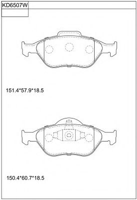 Комплект тормозных колодок, дисковый тормоз ASIMCO KD6507W
