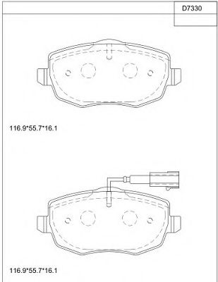 Комплект тормозных колодок, дисковый тормоз ASIMCO KD7330