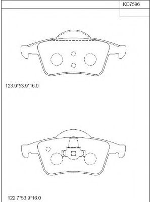 Комплект тормозных колодок, дисковый тормоз ASIMCO KD7596
