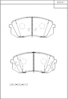 Комплект тормозных колодок, дисковый тормоз ASIMCO KD9047