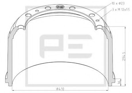 Тормозной барабан PE Automotive 016.528-00A