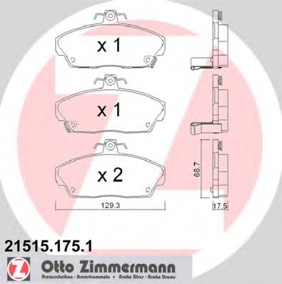 Комплект тормозных колодок, дисковый тормоз ZIMMERMANN 21515.175.1