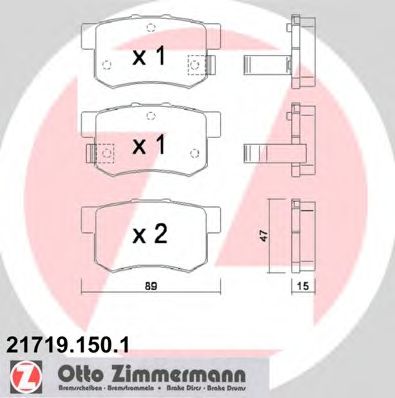 Комплект тормозных колодок, дисковый тормоз ZIMMERMANN 21719.150.1