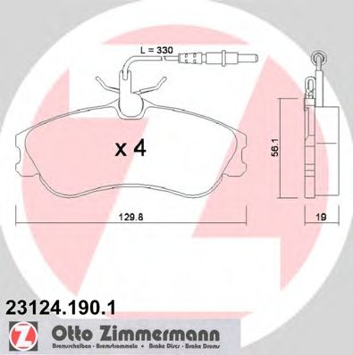 Комплект тормозных колодок, дисковый тормоз ZIMMERMANN 23124.190.1