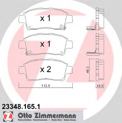 Комплект тормозных колодок, дисковый тормоз ZIMMERMANN 23348.165.1