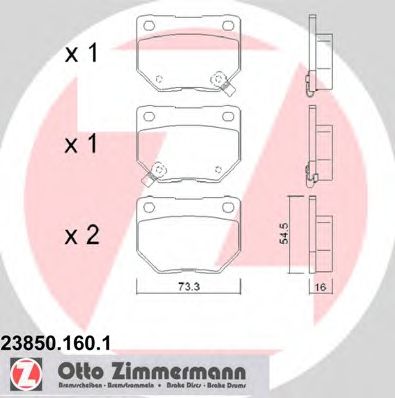Комплект тормозных колодок, дисковый тормоз ZIMMERMANN 23850.160.1