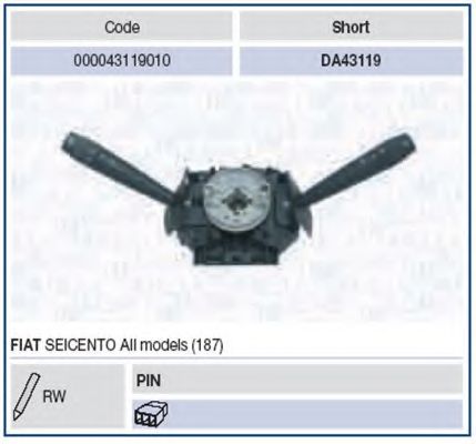 Выключатель на колонке рулевого управления MAGNETI MARELLI 000043119010