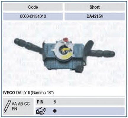 Выключатель на колонке рулевого управления MAGNETI MARELLI 43154