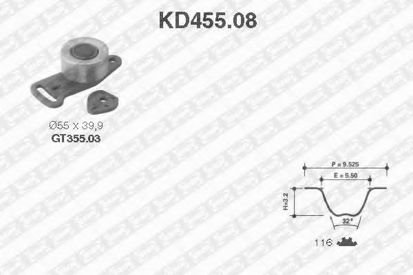 Комплект ремня ГРМ SNR KD455.08