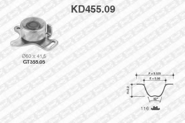 Комплект ремня ГРМ SNR KD455.09