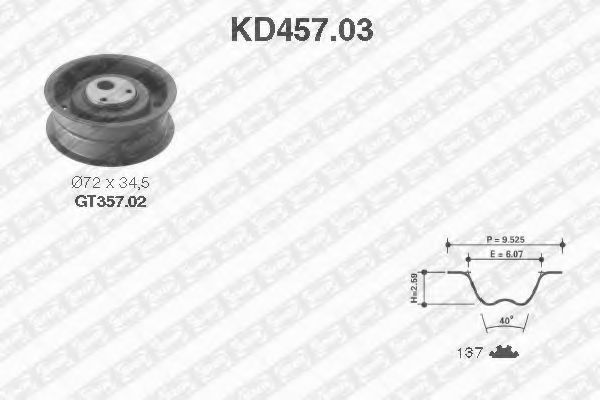 Комплект ремня ГРМ SNR KD457.03