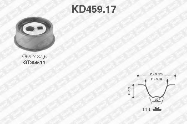 Комплект ремня ГРМ SNR KD459.17