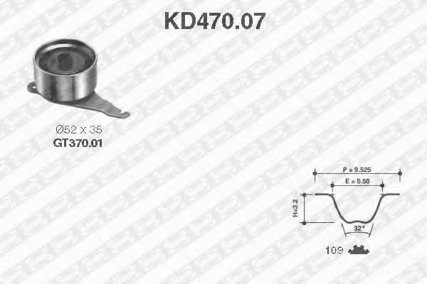 Комплект ремня ГРМ SNR KD470.07