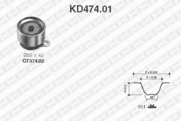 Комплект ремня ГРМ SNR KD474.01