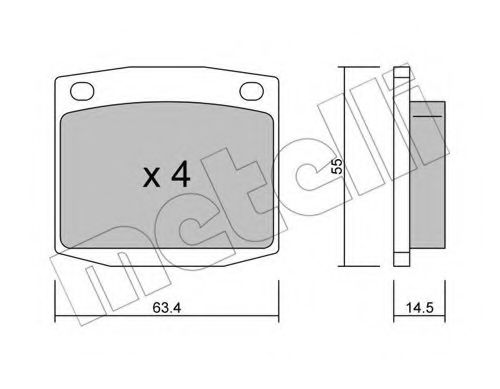Комплект тормозных колодок, дисковый тормоз METELLI 22-0486-0