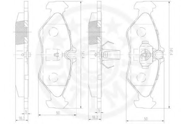 Комплект тормозных колодок, дисковый тормоз OPTIMAL 10051