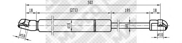Газовая пружина, крышка багажник MAPCO 91505