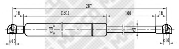 Газовая пружина, крышка багажник MAPCO 91813