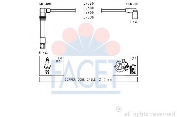 Комплект проводов зажигания FACET 4.9468