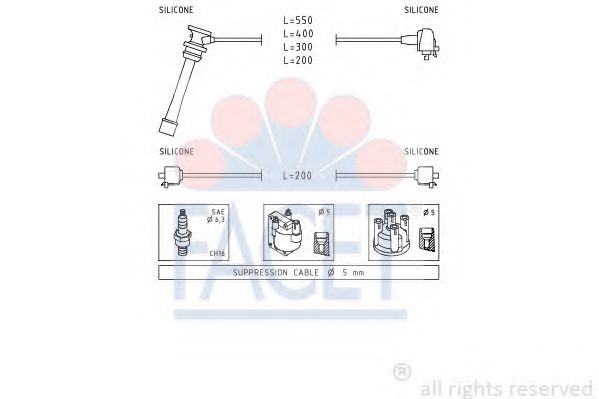 Комплект проводов зажигания FACET 4.9855