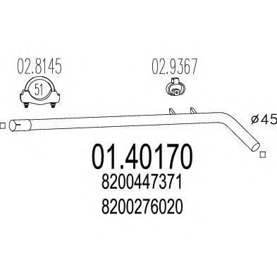 Труба выхлопного газа MTS 01.40170