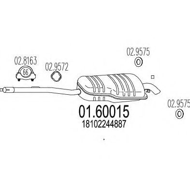 Глушитель выхлопных газов конечный MTS 01.60015