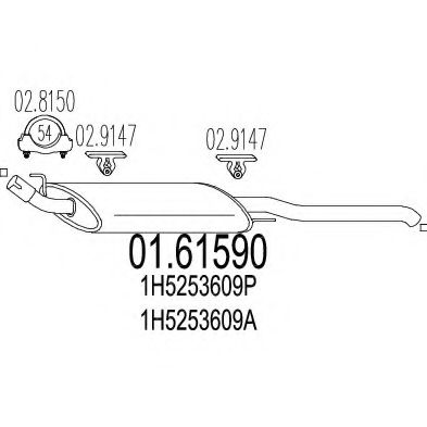 Глушитель выхлопных газов конечный MTS 01.61590