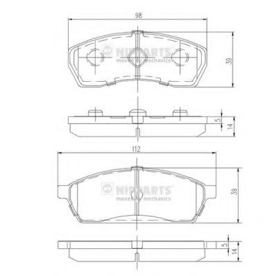 Комплект тормозных колодок, дисковый тормоз NIPPARTS J3607011