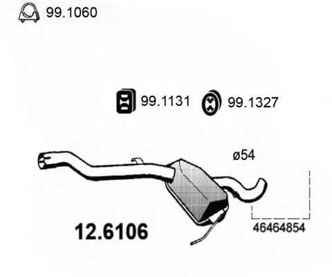 Средний глушитель выхлопных газов ASSO 12.6106