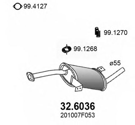 Средний глушитель выхлопных газов ASSO 32.6036